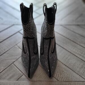 INC Booties Black Oaklynne Rhinestone Embellished Country Western